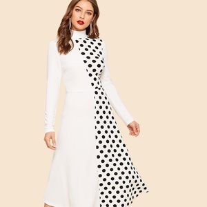 White & Black Polka dot dress